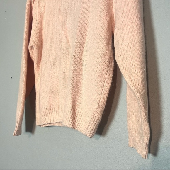 Vintage Silk Blend Faux Wrap Knit Sweater Light Pink Blush Size Medium V-Neck - Picture 7 of 8